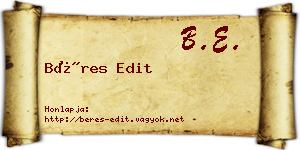 Béres Edit névjegykártya
